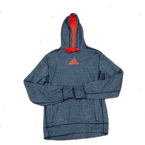 Grey and orange drawstring Adidas hoodie w/ pockets